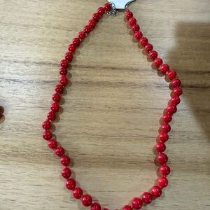 Elegant Red Coral Beaded Necklace NWT